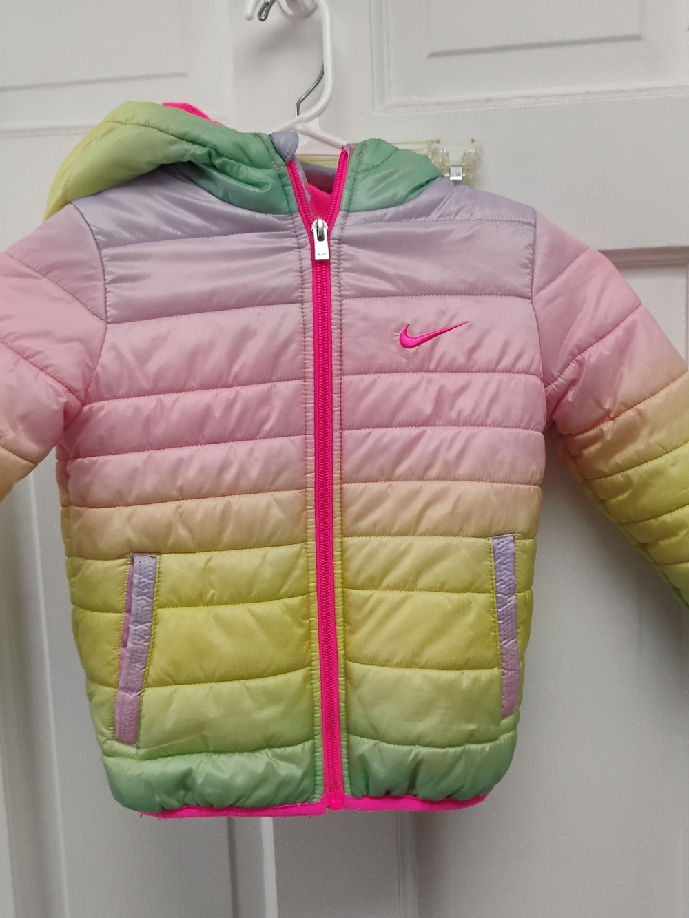 Nike Kids Pastel Ombre Hooded Puffer Jacket - Pink, Yellow, Green